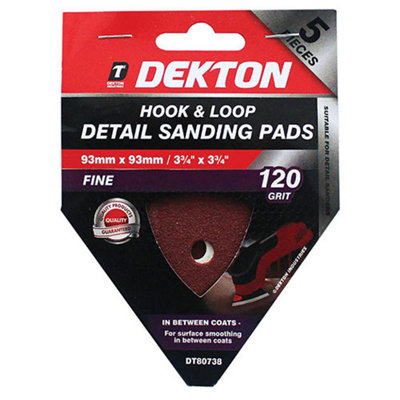 Dekton DT80738 Hook & Loop Detail Sanding Pads 93mm x 93mm 120G