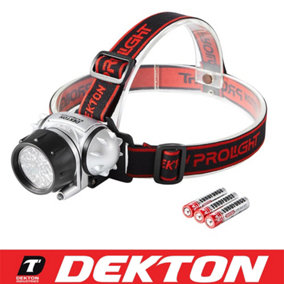 Dekton Expedition LED Head Light Torch Headlamp 50 Lumens 10M Range & Batteries