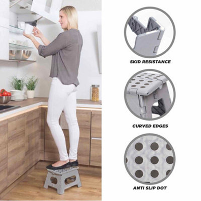 Dekton Folding Step Stool 150kg Max Anti Slip Home Workplace Aid Ladder ...