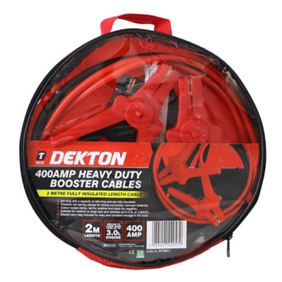 Dekton Heavy Duty 400AMP Starter Jump Leads 2m Car Bike Vehicle Booster Cables