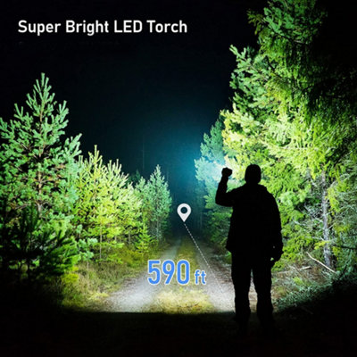 Dekton High Power LED Torch 120 Lumens – USB Rechargeable, 150m Beam, DT50532