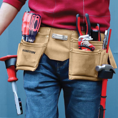 Dekton Leather Double Tool Pouch Pocket Bulider Toolbelt Adjustable ...