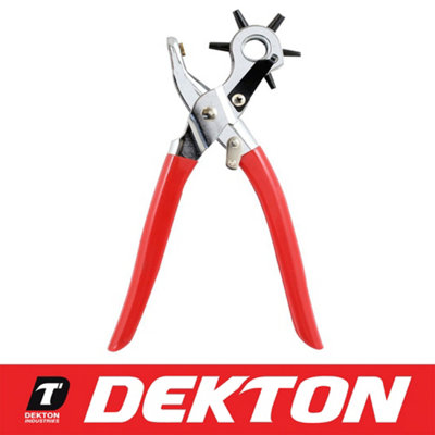 Dekton Leather Revolving Punch Rivet Plier DIY Belt Eyelet Puncher Hole 6 Sizes