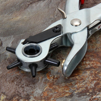 Dekton Leather Revolving Punch Rivet Plier DIY Belt Eyelet Puncher Hole ...