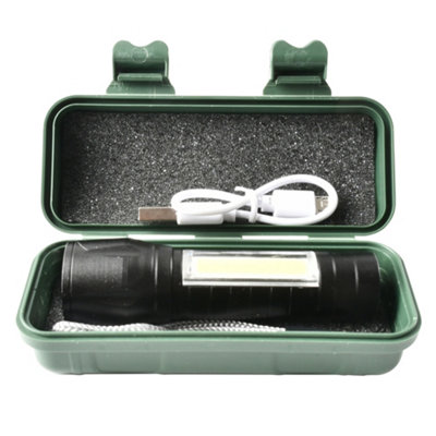 Dekton LED Torch 100 Lumens 100m Flashlight USB Rechargeable With Case