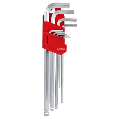 Dekton long 9pc Ball End Hex Key Set 1.5mm 10mm