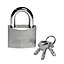 Dekton Satin Nickel Security Padlock Hardened Steel Shackle 3 Keys 30mm Lock