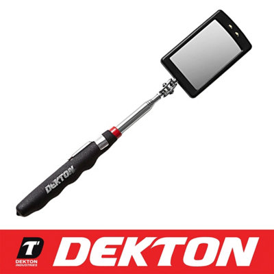 Dekton Telescopic Inspection Stick Mirror 2 Bright LED Light Extends 29-87cm Car