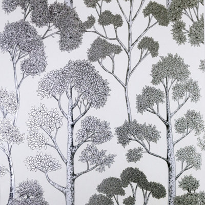 Delamere Wallpaper In White And Silver