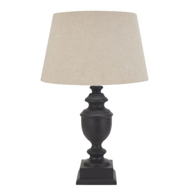 Delaney Collection Urn Lamp with Linen Shade - Wood - L41 x W41 x H70 cm - Grey