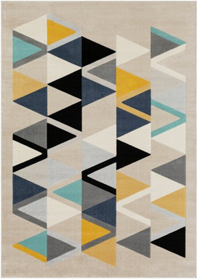DELANEY Scandi Geometric Mustard Area Rug 120 x 170 cm