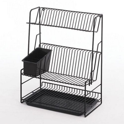 Delfinware Wireware Black 3 Tier Plate Rack DIY at B Q