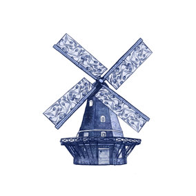 Delft Flourish - Windmill Decorative Wall Sticker