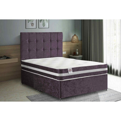 Delia Divan Bed Set with Headboard and Mattress Chenille Fabric