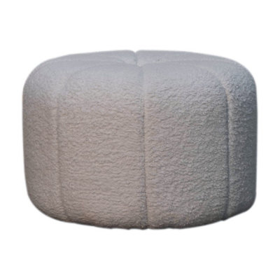 Delightful White Boucle Circus Footstool