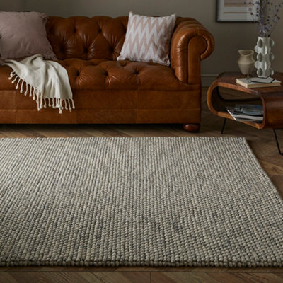 Delilah 120x170cm Motted Cream Wool Pebble Rug DIY at B Q