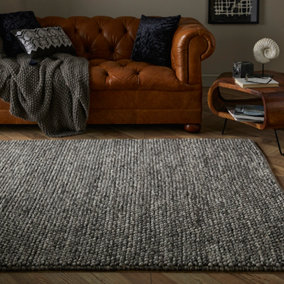 Delilah 120x170cm Motted Grey Wool Pebble Rug