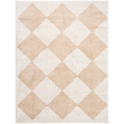 DELINE Machine Washable Modern Shaggy Beige Area Rug 140 x 200 cm