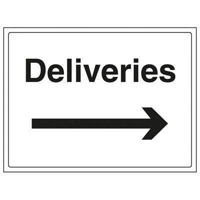 Deliveries Arrow RIGHT Information Sign Adhesive Vinyl 300x200mm (x3)