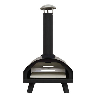 Dellonda 14 Inch Wood Fired Pizza Oven 350 to 380C, Meat Smoking, Black, Portable