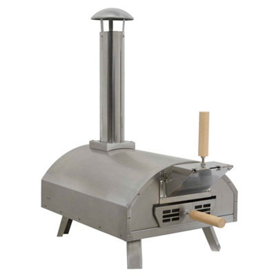 Dellonda 14 Inch Wood Fired Pizza Oven 380C, Meat Smoking Stainless Steel Portable