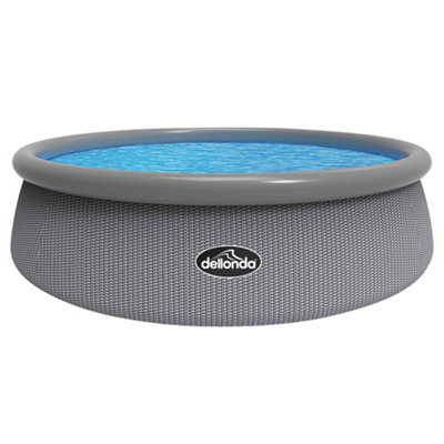 Dellonda 15ft 450cm Round Garden Kids Paddling Swimming Pool & Pump Grey Rattan