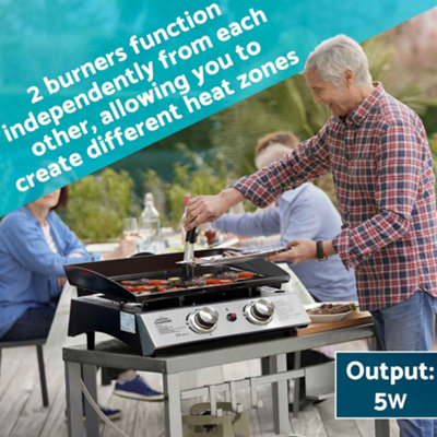 Dellonda 2 Burner Portable Gas Plancha 5kW Hot Plate BBQ Griddle Stainless Steel - 4