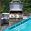 Dellonda 3 Burner Deluxe Gas BBQ Grill with Piezo Ignition, Stainless Steel