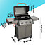 Dellonda 3 Burner Deluxe Gas BBQ Grill with Piezo Ignition, Water Resistant Cover, Stainless Steel