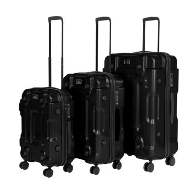 Dellonda 3-Piece Lightweight ABS Luggage Set 20" 24" 28" Easy Storage Black DL10