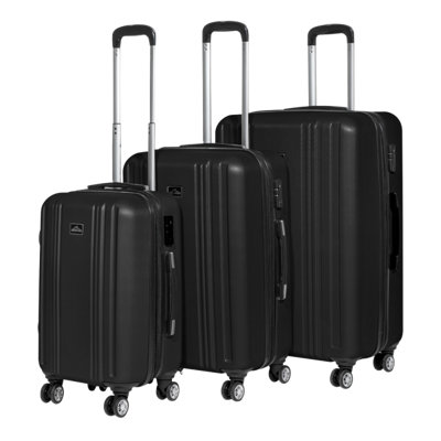 Dellonda 3-Piece Lightweight Luggage Suitcase Trolley Set ABS TSA Lock Black