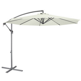 Dellonda 3m Banana Parasol/Umbrella with Cover, Crank Handle, Cream - DG265