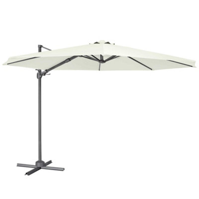 Dellonda 3m Cantilever Parasol with 360 Rotation, Tilt and Cover Cream - DG268