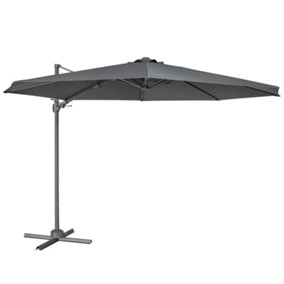 Dellonda 3m Cantilever Parasol with 360 Rotation, Tilt and Cover Grey - DG267