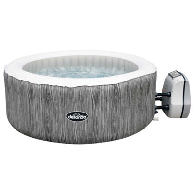 Dellonda 4-6 Person Inflatable Hot Tub Spa with Smart Pump - Wood Effect