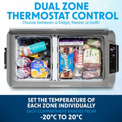 Dellonda 50L Portable Dual Zone Compressor Car Camping Fridge/Freezer 12/24/230V