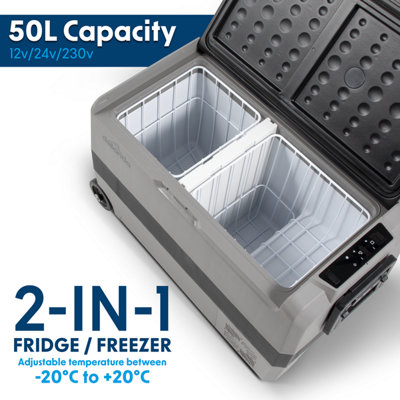 Dellonda 50L Portable Dual Zone Compressor Car Camping Fridge/Freezer 12V/24V - 7