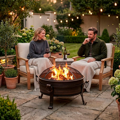 Dellonda 76cm Deluxe 2-in-1 Outdoor Fire Pit & Coffee Table