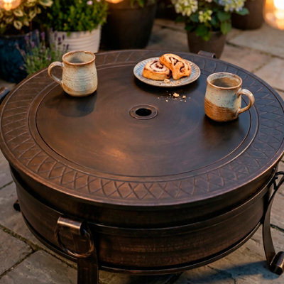 Dellonda 76cm Deluxe 2-in-1 Outdoor Fire Pit & Coffee Table