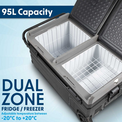 Dellonda 95L Portable Dual Zone Compressor Car Camping Fridge/Freezer 12/24V