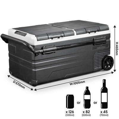 Dellonda 95L Portable Dual Zone Compressor Car Camping Fridge