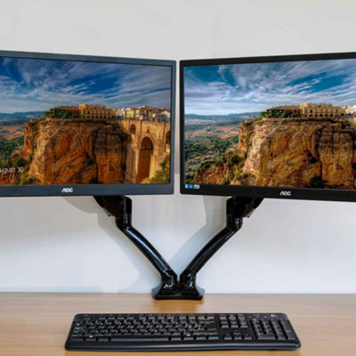 Dellonda Adjustable & Rotating Double Monitor Arms, 9kg Load Capacity ...
