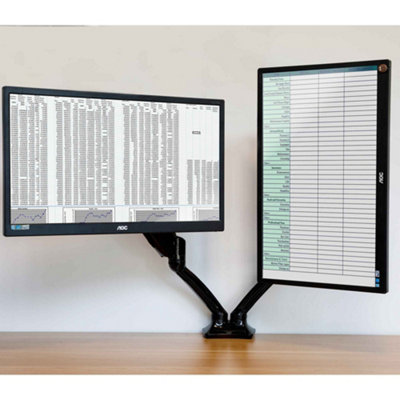 Dellonda Adjustable & Rotating Double Monitor Arms, 9kg Load Capacity ...