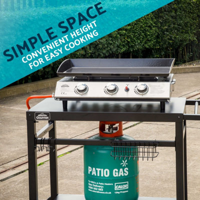 Dellonda BBQ/Plancha Trolley for Outdoor Grilling/Cooking with Utensil Holder