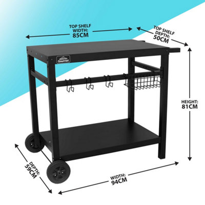 Dellonda BBQ/Plancha Trolley for Outdoor Grilling/Cooking with Utensil Holder