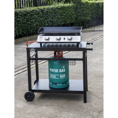 Dellonda BBQ/Plancha Trolley for Outdoor Grilling/Cooking with Utensil Holder