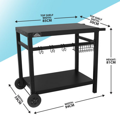Dellonda BBQ/Plancha Trolley for Outdoor Grilling/Cooking with Utensil Holder