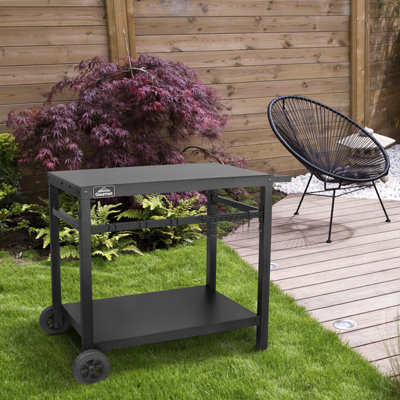 Dellonda BBQ/Plancha Trolley for Outdoor Grilling/Cooking with Utensil Holder