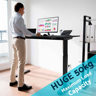 Dellonda Black Electric Adjustable Office Standing Desk, Quiet & Fast ...