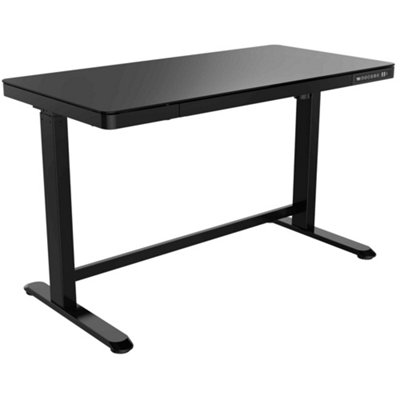 Dellonda Black Electric Adjustable Standing Desk with USB & Drawer ...